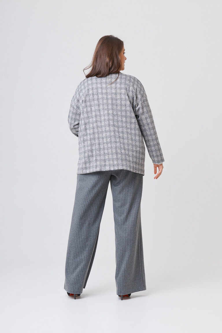 Ж-018 арт.25-114 M L XL клетка серый меланж 1800 + БЛ-124 арт.25-150 M L XL кулирка белая  + С-060 арт.25-125 46-56 трик. полоска серая 2150